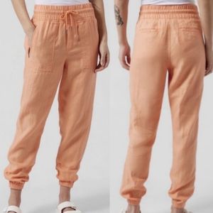 Athleta Women's Peach Cabo Linen Jogger Orange Pants Size 6